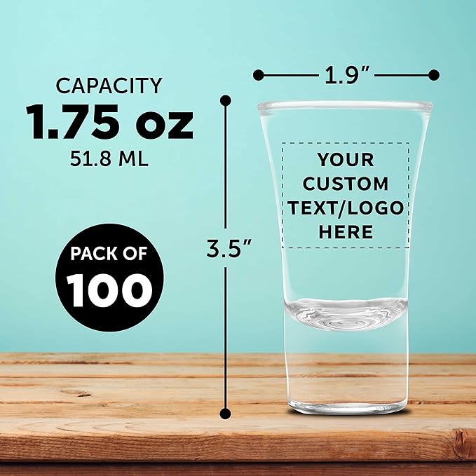 Custom 2 oz. Lord Shooter Etched Shot Glasses, 100 pack, Personalized Text - Image 5