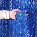 4 Pack 3.3 ft x 6.6 Wavy Sparkle Dark Blue Foil Fringe Backdrop Curtain by KEEUH