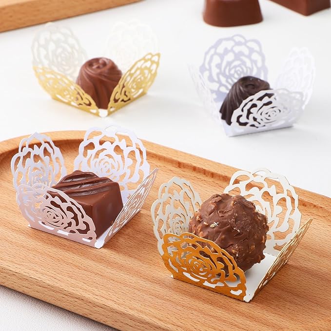 100Pcs Truffle Wrapper Liners, Paper Mini Cupcake Liners Chocolate Candy - Image 7