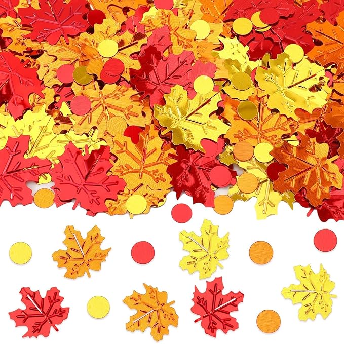 MARFOREVER Maple Leaf Fall Confetti, Thanksgiving Metallic Foil Confetti Autumn by MARFOREVER
