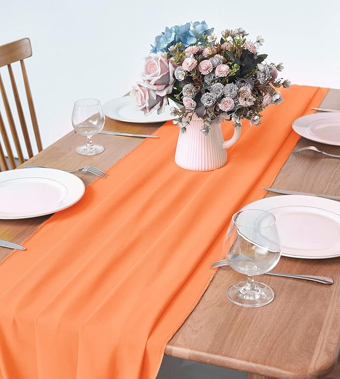 5 Pack 10Ft Chiffon Orange Table Runner Sheer 29x120 Inch - Image 2