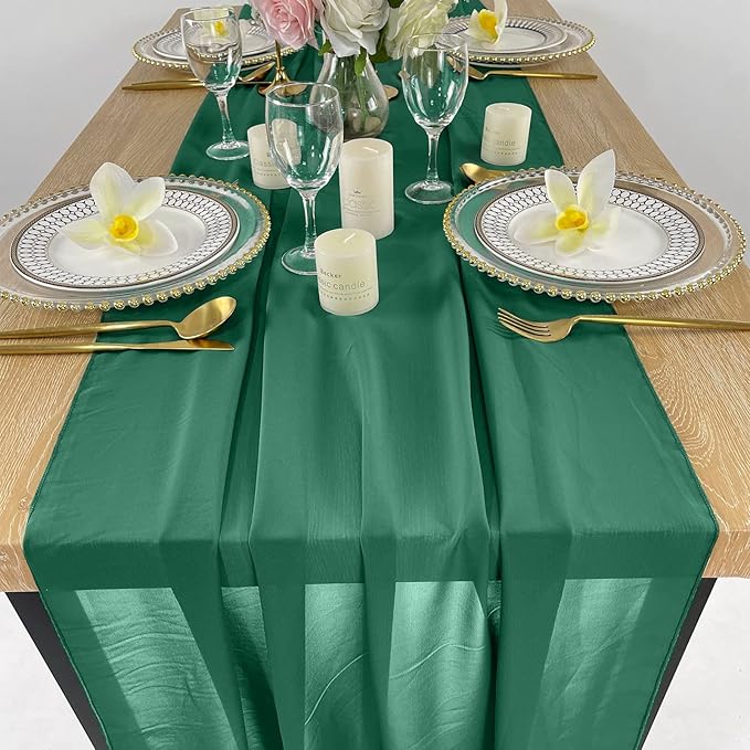 EHLDekol 10ft Chiffon Table Runners 27x120 inches Romantic Sheer Wedding Table - Image 2