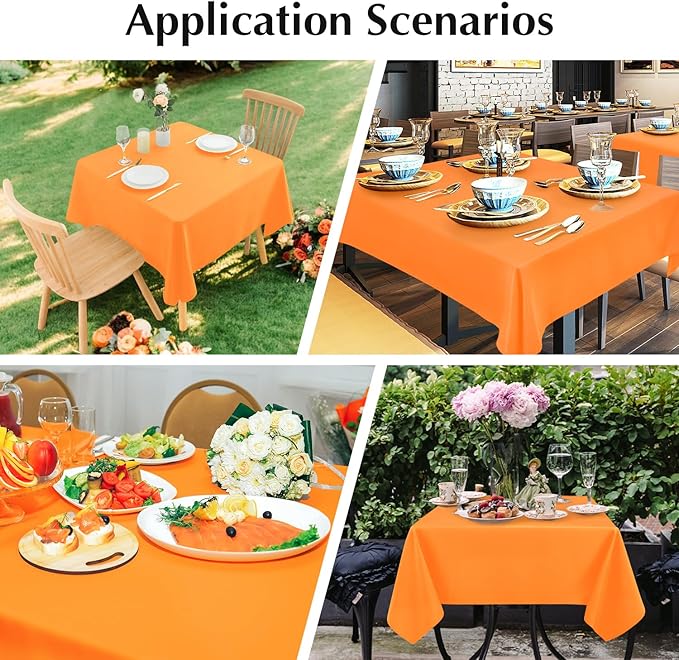 2 Pack Square Table Cloth 52X52 Inch Orange Washable Fabric Tablecloth - Image 6