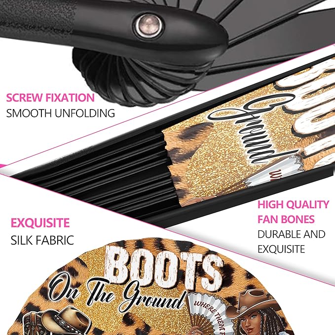Boots On The Ground Hand Fan, Where Them Fans At Folding Fans, Clapping - Image 4