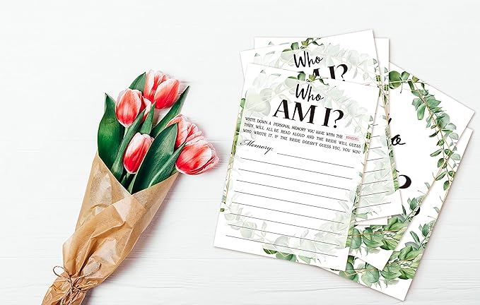 Bridal Shower Game Cards, Who Am I Game, Tropical Jungle Theme Engagement Party - Image 4