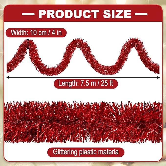 25 Feet Metallic Twist Tinsel Garland - Image 2