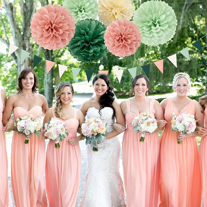 Sage-Olive Green Pink-Beige Boho Party Decorations -23pcs Rustic Neutral - Image 5