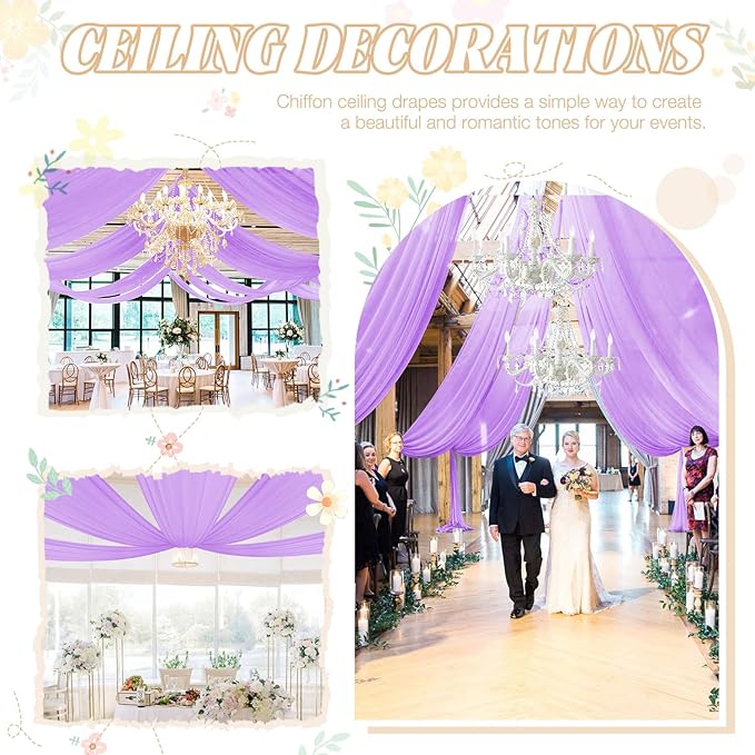 Ceiling Drapes for Weddings Light Purple Draping Fabric for Wedding Arch - Image 6