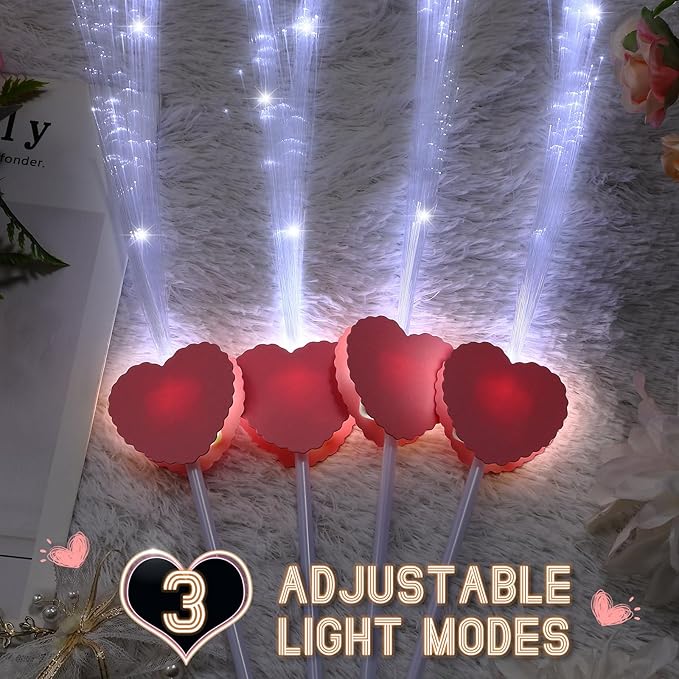 24 Pcs Wedding Sparklers Heart Shaped LED Glow Sticks Fiber Optic Wands Light - Image 4