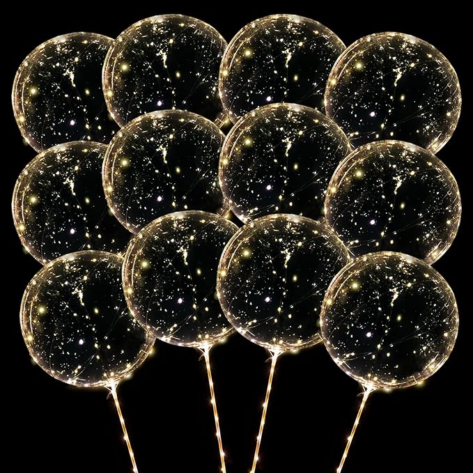 12 Pack Big Light Up BOBO Led Balloons by ComboJoy