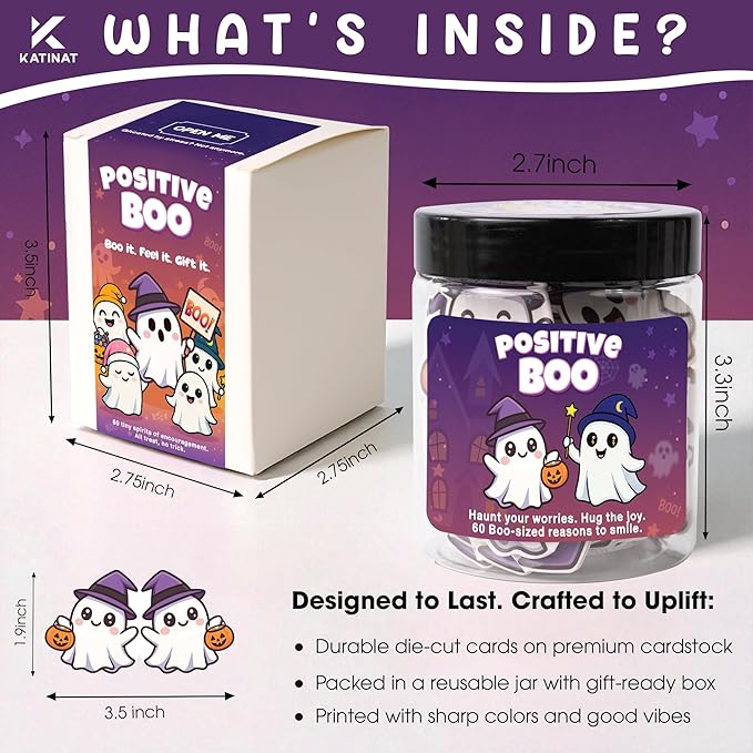 Positive Ghost Affirmation Jar – Emotional Support Ghosts Jar, Boo Basket - Image 2