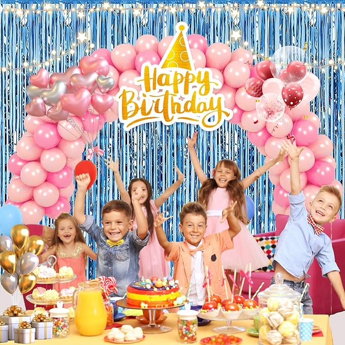 2 Pack 3.28 ft x 6.56 ft Light Blue Tinsel Curtain Party Backdrop - Image 3