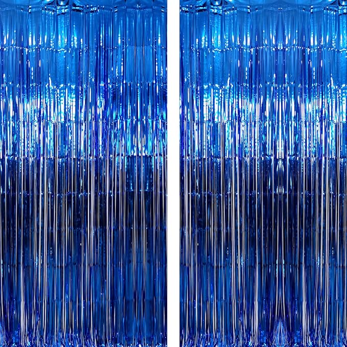 GOER 6.4 ft x 9.8 ft Metallic Tinsel Foil Fringe Curtains, Graduation by GOER