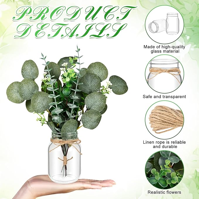 6 Set Centerpiece Table Decorations Mason Jar Table Centerpiece - Image 3