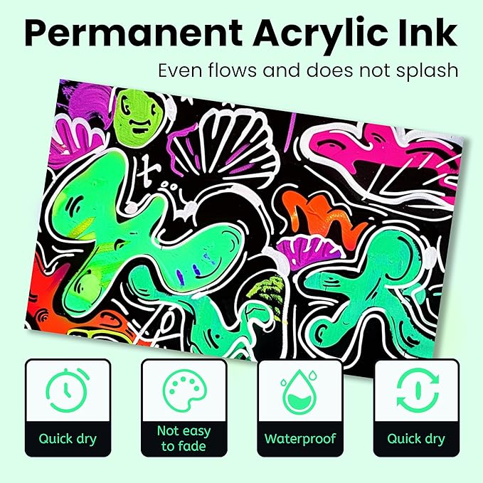 3 Pcs Green Jumbo Permanent Markers: 15mm Wide Tip Thick Acrylic Paint Pen - Image 3