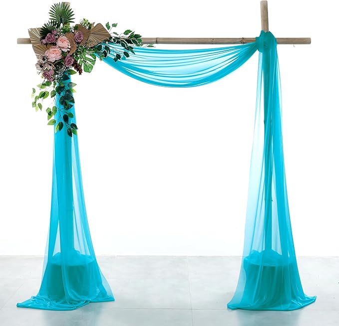 VDS Pack of 2 Panel Wedding Arch Draping Fabric Sheer Chiffon Fabric Drapery by VDS