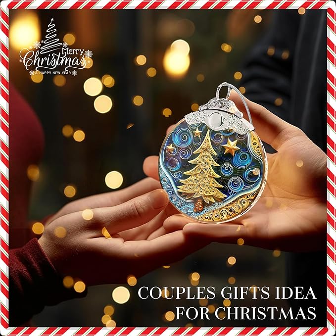 Christmas Ornament 2025, Christmas Tree Round Shape, 4 Inch Acrylic Ornament Art - Image 8
