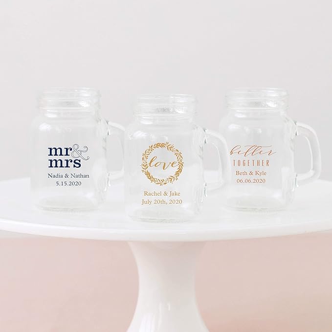 WEDDINGSTAR Personalized 4oz Mini Mason Jar Shot Glass Customizable Full Color - Image 2