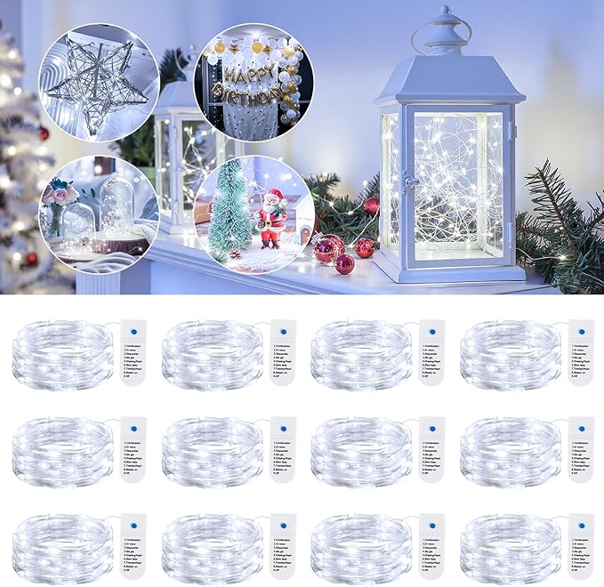 Minetom 12 Pack Fairy Lights Battery Operated String Lights, 8 Modes & Timer - Image 8