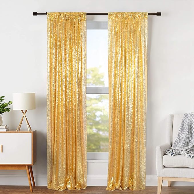 ShinyBeauty Sequin Backdrop Set of 4, 2FTx8FT Photo Backdrop Sequin Curtains - Image 3