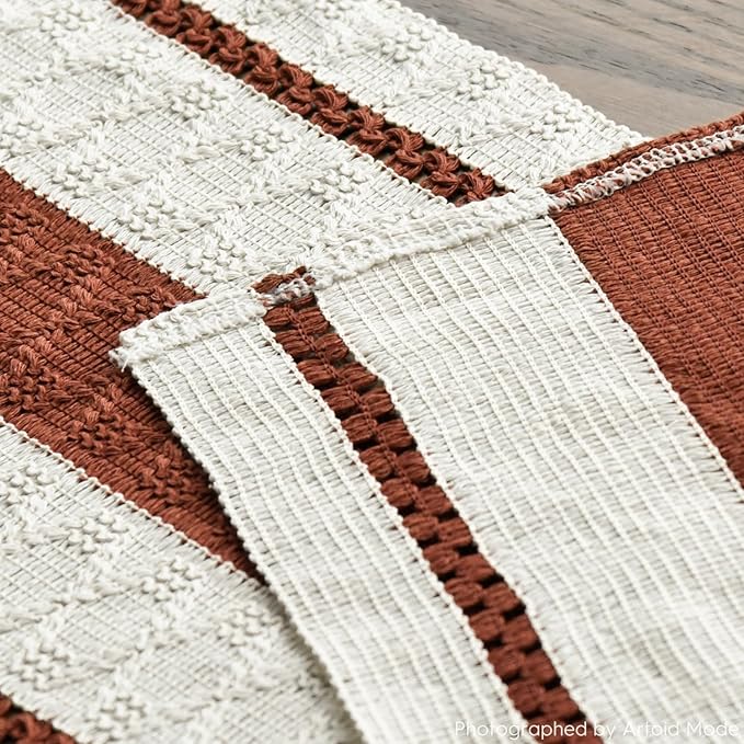 Artoid Mode Caramel Farmhouse Woven Rustic Table Runner, Seasonal Holiday - Image 5