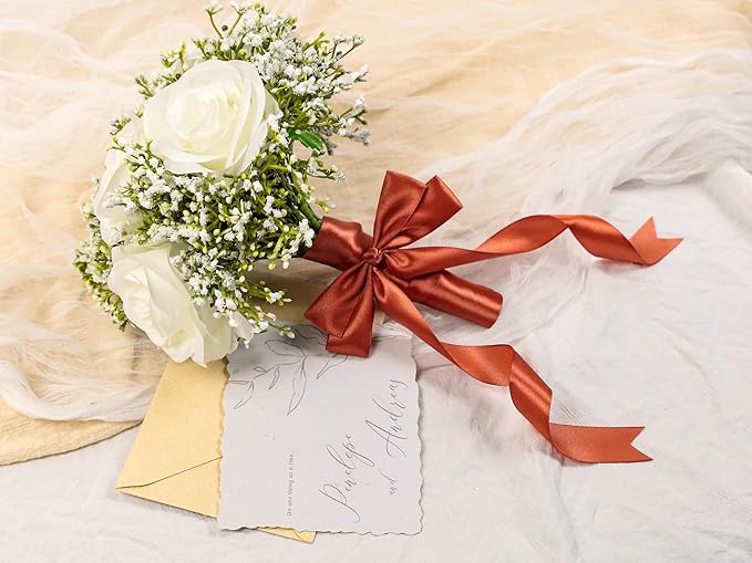 Copper Satin Ribbon 1 inch X Continuous 25 Yards, Single Face Polyester Ribbon - Image 6