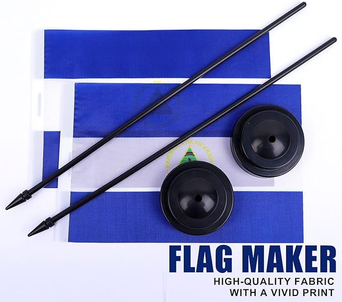 Nicaragua Desk Flag 12" Solid Pole Deluxe Set Nicaraguans Flags Banner Mini - Image 5