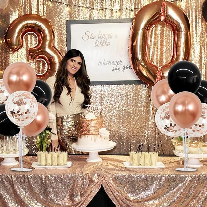 TONIFUL Black and Rose Gold Balloon Centerpieces - Image 6