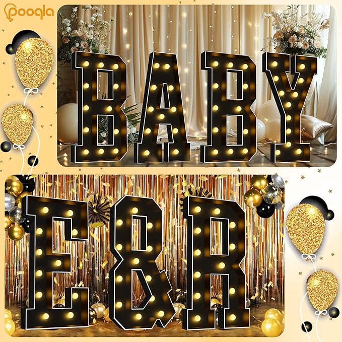 Pooqla 4 FT Marquee Light Up Letters, Giant Sign Black Marquee Letter Lights - Image 7