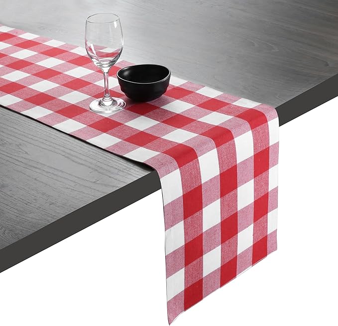 Native Fab Table Runner Buffalo Check Plaid 100% Cotton by NativeFab