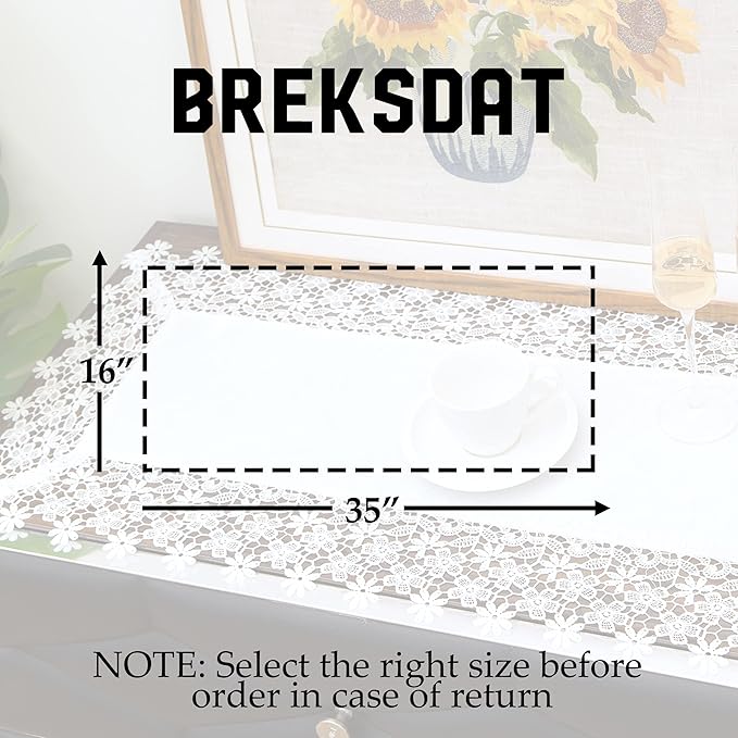 White lace Premium Rectangle Farmhouse Table Runner Waterproof OilProof - Image 5