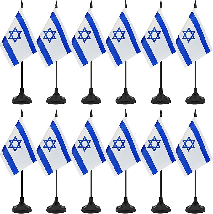 12 Pack Israel Desk Flag Set, Israeli Table Office Flag, Small Miniature by Unknown