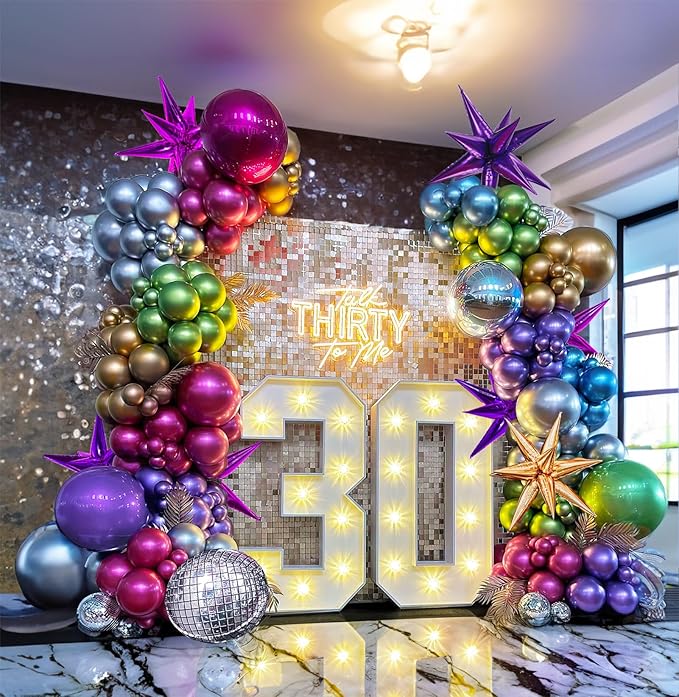 Metallic Balloon garland kit 150PCS Hot Pink Purple Green Blue Silver Gold by KozeeBalloons%E2%80%94%E2%80%94ColorMatters