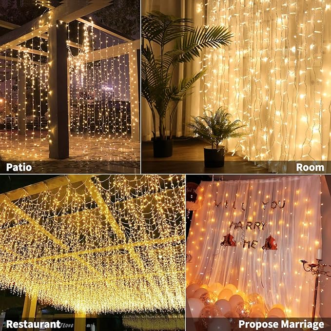 Brightown 1200 LED Curtain String Lights, 9.8 FT Hanging Fairy Lights - Image 6