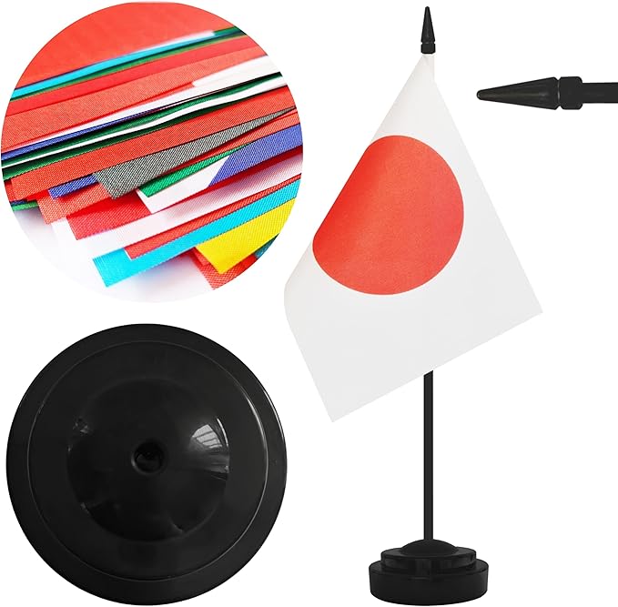 2 Pack Japan Desk Flag Set, Japanese Desktop Small Miniature Table Office Flag - Image 3