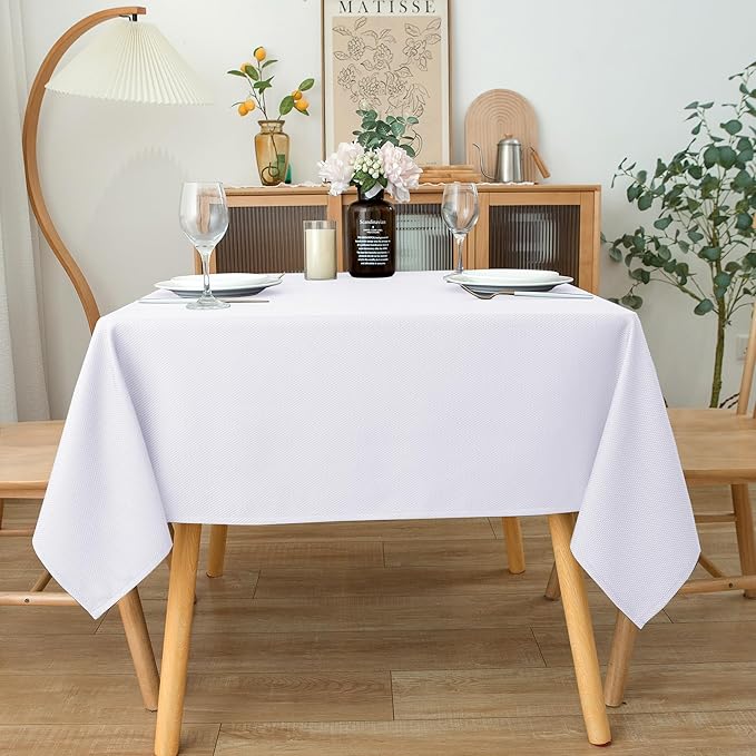Biscaynebay Textured Fabric Square Tablecloths 90x90 Inches, Wedding and - Image 7