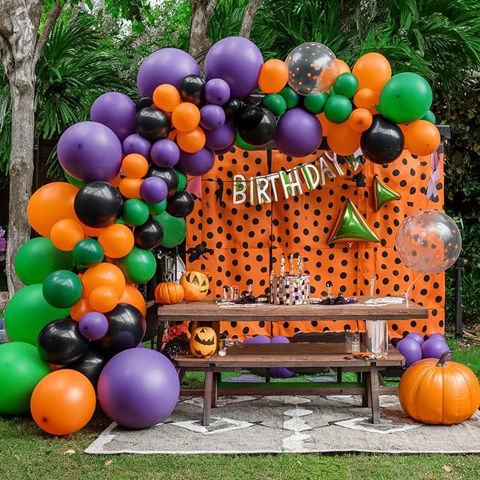 Purple Green Orange Balloons Set, 12inch Halloween Ballons Black Balloon - Image 7