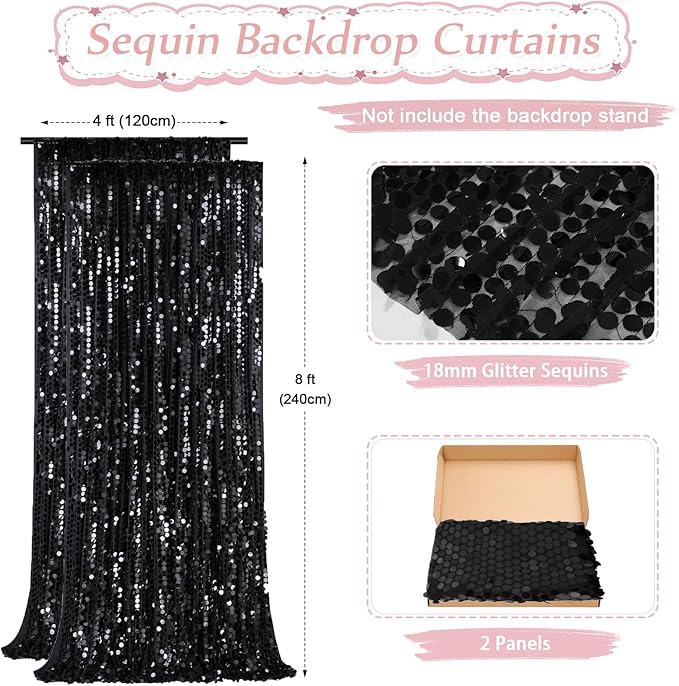 Black Big Payette Sequin Backdrop - Image 3