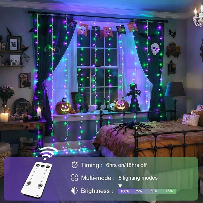 JMEXSUSS 300LED Halloween Curtain Lights - Image 2