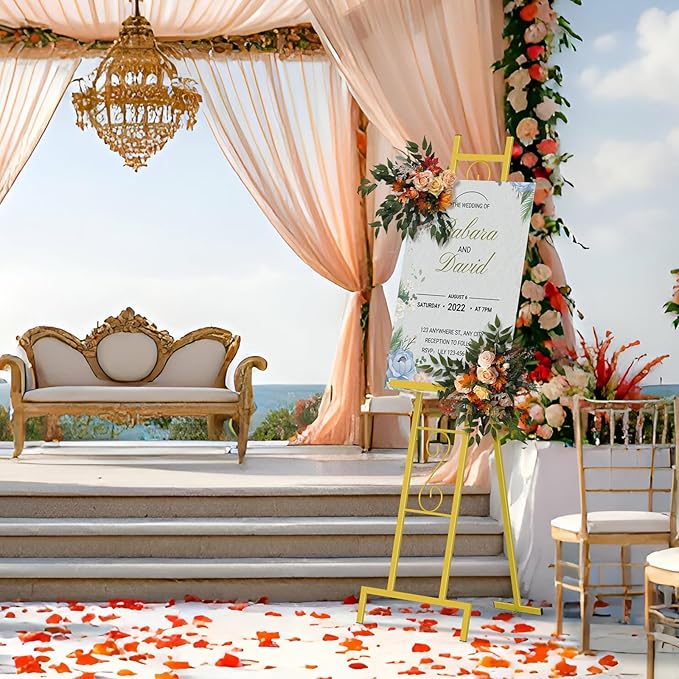 Skcoipsra 2 Pack Gold Easel Stand, 3 Tier Adjustable Larger Wedding Welcome - Image 6