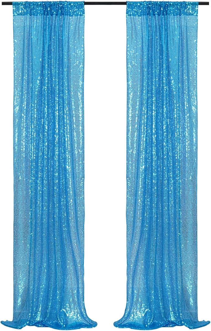 Poise3EHome Turquoise Sequin Backdrop Curtains, 4 Panels Sequin Backdrop - Image 8
