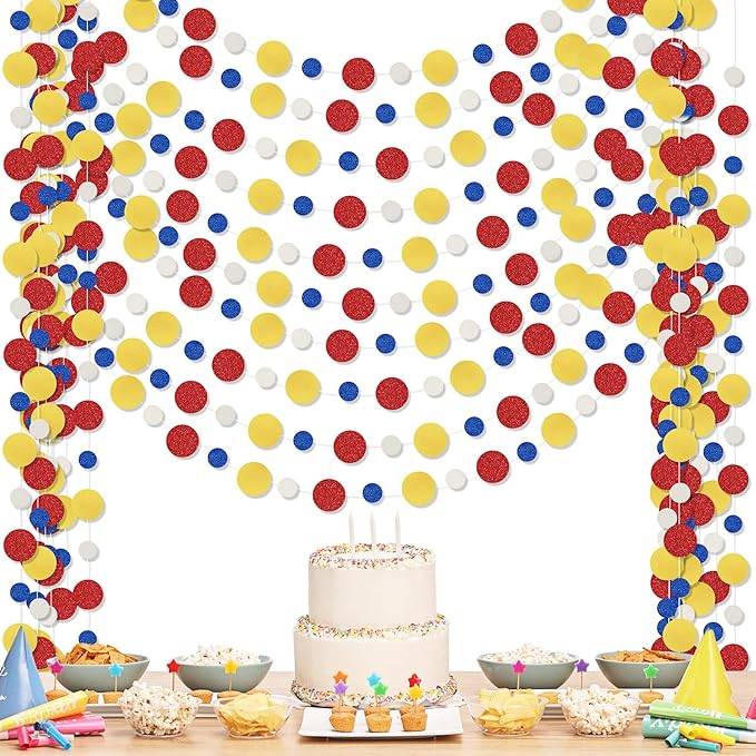 Outus 10 Pieces Colorful Dots Paper Garland Round Glitter Garland Hanging by Outus