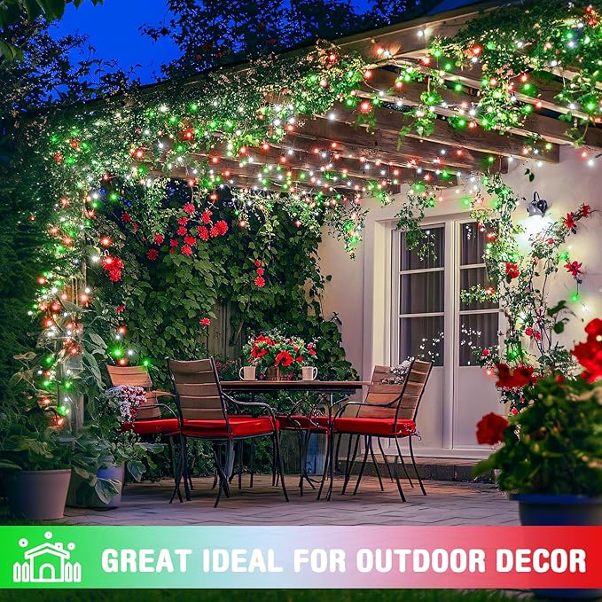 JMEXSUSS 500 LED Red White and Green Christmas Lights, 8 Modes 163ft String - Image 6