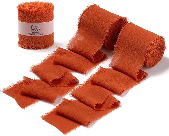 DORIS HOME Burnt Orange Chiffon Ribbon by DorisHome