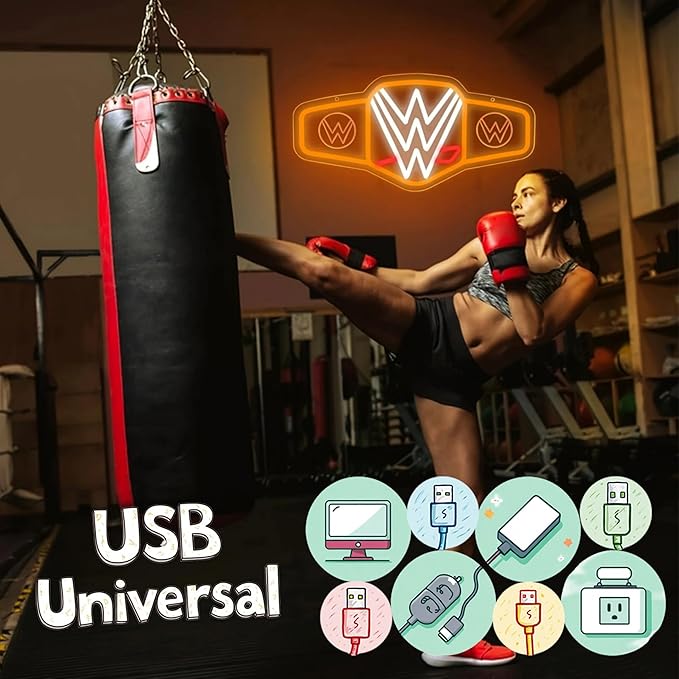 Wrestling Neon Sign for Wall Decor, Dimmable LED Boxing Belt Championship Neon - Image 6