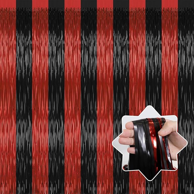 4 Pack Backdrop Curtains, 3.28 Ft x 6.56 FT Red Black Halloween Backdrop - Image 8
