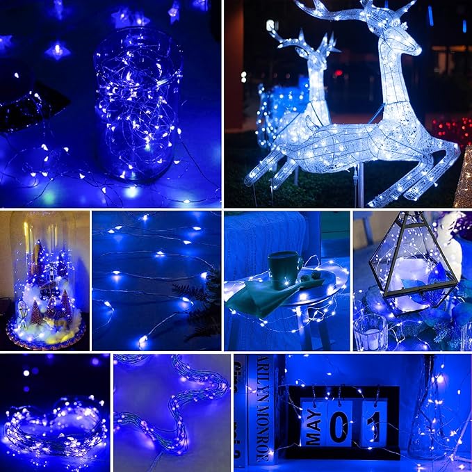 pozzolanas 8 Pack Blue Battery Operated String Lights - 7ft Waterproof Fairy - Image 7