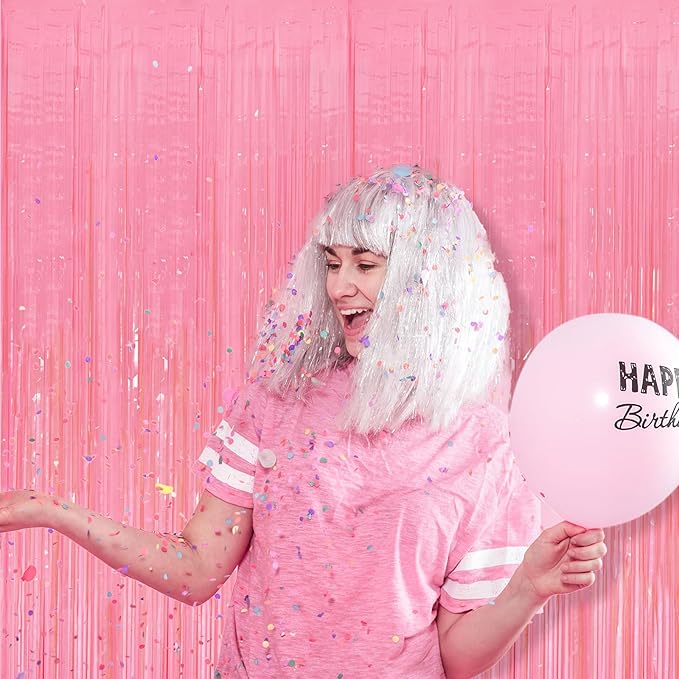 10 Pack Pastel Pink Streamers Party Decorations Party Backdrop Foil Fringe - Image 3