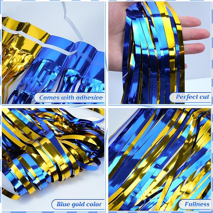 3 Pack 3.3Ft x 6.6Ft Graduation Foil Fringe Curtain Backdrop Decorations - Image 4