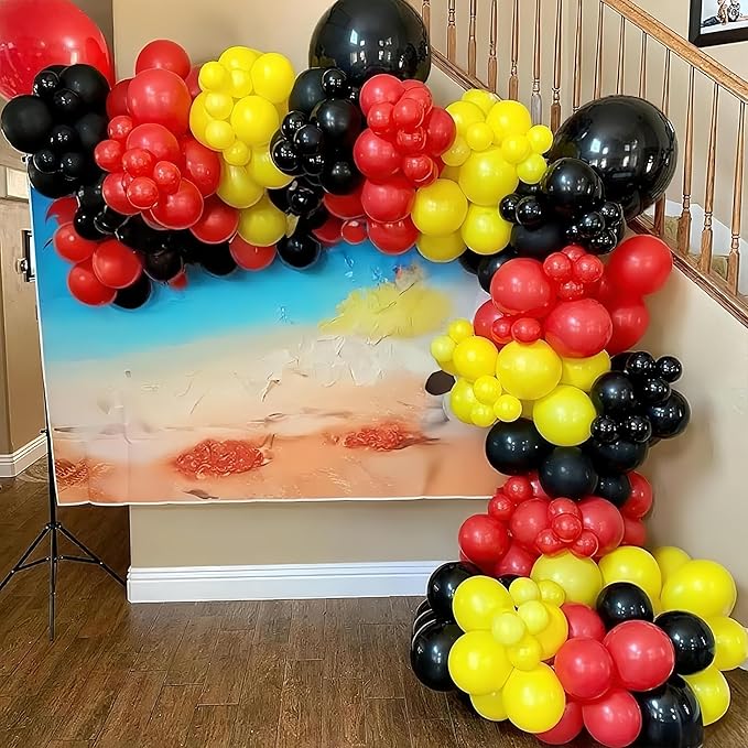 Orange Red Yellow Black Balloons, 12 Inch Colorful Latex Balloons - Image 4